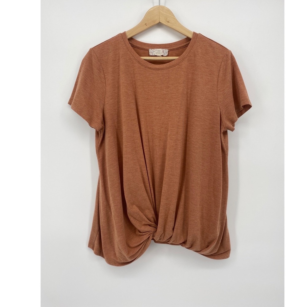 Pink Republic Knot Front T-Shirt Womens XL Ginger Rust Short Sleeve Top